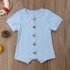 Bébé fille vêtements coton bébé garçon barboteuses solide enfant en bas âge combinaisons simple boutonnage nouveau-né barboteuse été bébé vêtements 6 couleurs DHW3644