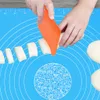 Silicone Baking Mat With 3 Pieces Plastic Dough Scraper High temperature Resistance Non-Stick Kneading Mat With Scale 50 x 40 CM Blue