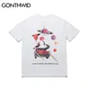 GONTHWID Freedom of Fantasy in Space Creative Print Camisetas Verano Hombres Casual Streetwear Tops Camisetas Hip Hop Hombre Algodón Camisetas CY200515