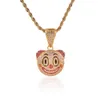 Całkowity wisiorek klauna z okrągłym twarzą i diamentowym łańcuchem cyrkonu galwanizujący miedziany biżuteria Hiphop pełna diamentów1368762