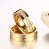 1 paire de pierres de mariage anneaux pour femmes hommes Couple promesse bande en acier inoxydable anniversaire fiançailles Bijoux Alliance Bijoux