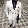 Slim Fit White Men Past Bruiloft Bruidegom Dragen Tuxedos 2 Stuks (jas + Broek) Bruidegom Suit Man Prom Business Draag Blazer