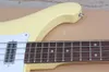 4 cordas corporal amarelo guitarra elétrica baixo com ligação de corpo, pickguard branco, hardware cromado, pode ser personalizado