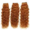 ウェットアンドウェーブなブラジル人間の毛髪媒体オーバーン3バンドル300グラム＃30淡茶色の水波バージン人間の髪織りWefts混合長さ