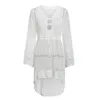 Sarongs Fashion Knitted Tunic Dress Women White Swimsuit Covre-ups Hollow Out Beach Cover Up Skirt Summer 2021 Sarong De Plage1211u