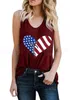 Amérique Drapeau Imprimé Réservoirs 5 Couleurs Coeur Rayé D'été Sans Manches Top Tees Imprimé Blouses Gilet 10pc OOA6922