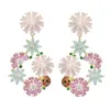 Mode et industrie lourde américaine micro incrusté de zircon fleur coccinelle grandes boucles d'oreilles tempérament personnalité sauvage boucles d'oreilles femme