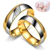 Acier inoxydable cristal bague bande diamant Couple anneaux de mariage pour femmes hommes beaux bijoux de mode
