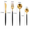 Ny nybörjad portugisiska porslin Stainless Steel Set Golden Flat Spoons Kitchen Bar Bestick Bestick Presenter Set Top Grade Bröllop Gaffel Sked