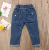 Fashion Toddler Kids Baby Boy Girls Bandage Denim Pants Ripped Hole Jeans Bottoms Long Pants Stylish Children Clothing
