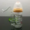 Cachimbos de vidro Fabricação para fumar Cachimbo de água soprado à mão Chaleira de garrafa de leite de vidro com bandeja de arame e chaleira de cachimbo de água