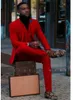 Red Groom Tuxedos Notch Lapel Groomsmen Mens Wedding Suit Popular Man Jacket Blazer 3 Piece Suit(Jacket+Pants+Vest)