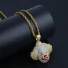 Plaqué or 18 carats et or blanc CZ Zircon cubique Cosplay Clown classique pendentif chaîne collier Hip Hop bijoux pour hommes et femmes en gros