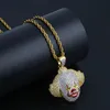 18K goud en wit vergulde CZ CZ CUBLIC ZIRCON COSPLAY klassieke clown hanger ketting ketting hiphop sieraden voor mannen en vrouwen groothandel