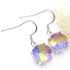 Luckyshine 4 Pair For Women Jewelry New Round Watermelon Tourmaline Gemstone Silver Dangle Hook Earrings Set