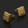 Персонализированные 18 -километровые кубические циркониевые квадратные серьги с серьгами -серьгами мужские сережки с бриллиантами