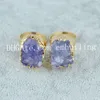 10pcs Dyed Color Rough Quartz Druzy Geode Rings Adjustable Size Small Irregular Drusy Stone Edged in Electroplated Gold Color Statement Ring