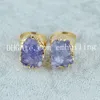 10pcs teint couleur rugueuse Quartz Druzy Geode anneaux taille réglable petite pierre Drusy irrégulière bordée en plaqué or couleur déclaration déclaration