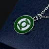 Halskette mit Anhänger „The Green Lantern“-Symbol und Logo-Abzeichen aus Silber