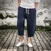 Herren Palazzo Fallschirmhose Baumwolle - Hippie Yoga Ballon Bloomer Hose Baumwolle und Leinen Lose weite Beine Große Größe