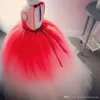 그라디언트 플라워 소녀 드레스 라인 보석 목걸이 레이스 아플리케 민소매 여자 미인 대회 복장 맞춤 제작 아동 정장 가운