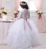 Schöne Ivory Tüll Ballkleid-Blumen-Mädchen-Kleider Halter Pailletten Top Tutu Kinder Kleinkind-Baby-Geburtstag-Festzug-Kleid