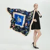 ツイルシルクスカーフ女性のファッションラージハイジャブキャリッジフラワープリントスクエアスカーフショールラップ女性Foulard Bandana 130cm * 130cm