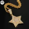 Fashion personnalisée Bling Diamond Pentagram CZ Cumbic Zirconia Mens Collier Womels Gold Silver Hip Hop Rappeur Bijoux Rivières pour hommes Collier