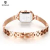 Ruimas Ladies Simple Analog Watches Luxury Rose Gold Square Watch Women Mesh Strap Wristwatch Top Brand Relogiosフェミニノ579268K