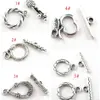 100 набор / лоты Античный серебристый цинковый сплав разъем Toggle Clasps DIY аксессуары 5 стилей подходят браслеты