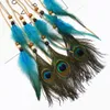 Boho -Stil handgefertigte blaue Pfauenfeder -Stirnbänder mit Flanell und Perlen Dream Catcher Form Haargürtelzubehör für Frauen Geschenk9432805