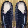 Djup del transparent osynlig vatten våg spets fram mänskliga hår peruker 150% preplucked hd snören peruk remy kvinnor frontal stängning wiges