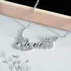 Glänzende Gold Silber Brief Königin Anhänger Halskette Kristall Strass Schlüsselbein Kette Halsketten Für Frauen Dame Designer Schmuck Geschenk