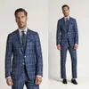 2020 New Mens Suits Wedding Tuxedos Glen Plaid Blazer Custom Made Two-button Peaked Lapel Groom Wear Business Suit Jacket+pants