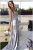 2019 Rose Gold Sequined White Top Two Pieces Bridesmaid Dresses Bohemian Country Long Maid of Honor Wedding Gästklänningar2777066