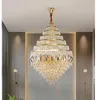 Luxe Gouden Rvs D60cm H100cm LED Crystal Hanglampen E14 Luminarias Dining Room Trap Hanger Lamp Verlichtingsarmaturen