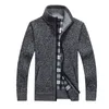 Ny 4XL 5XL Mens Fleece Sweate Höst Vinter Varm Cashmere Klänning Slim Fat Ull Zipper Casual Sweater Män Stickad kappa AF1383 SH190817