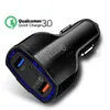 Caricabatterie per auto da 35 W 7A a 3 porte con tecnologia QC 3.0 Tipo C e caricabatterie rapido USB per telefono cellulare GPS Power Bank Tablet PC