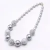 Silver Color Kid Chunky Beads Necklace Fashion Bubblegume Bead Chunky Necklace Jewelry Baby Kid Girl