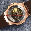 새로운 5711 Mens 시계 브라운 다이얼 스포츠 고무 스트랩 2813 자동 이동 Uhren Rose Gold Steel Case Orologio di lusso305t