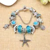 Partihandel-Charm Bead Starfish Turtle Animal Beading Silver Plated Armband Lämplig för Pandora Style Bracelet Smycken