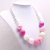 il bambino fai da te carino rosa + rosso + bianco collana di perline grosse bambini moda collana di perline di strass per regalo di gioielli per feste