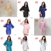 15 Färger Silk Satin Solid Night Robe Kvinnor Kimono Short Sleepwear Print Silk Stain Flower Bathrock M040