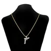 Hip Hop Rock Jewelry Gun Necklace Pendant Iced Out Gold Color Plated Mens Gold Chain Gift