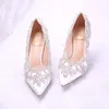 Sparkle Wedding Shoes для невесты PROM 9CM Высокие каблуки Большой размер Направленные носки Кружева Bridal Shoes