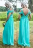 Deep V Neck Coral Lavender Off Shoulder Chiffon Bridesmaid Dress Long Maid of Honor Dress Lake Blue Lilac Wedding Gästklänningar