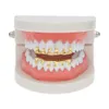 Goud Zilver Grillzs Single Tooth Grillz Cap Top Bottom Grill Bling Aangepaste tanden vulkanisch gesteente Drop Shape Punk Hip Hop Sieraden8008983