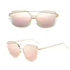 Mode Cat Eye Vintage Rose Goud Spiegel Vrouw Zonnebril Metalen Reflecterende Platte Lens Toerisme Zonnebril Multi-color stijl