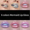 HANDAIYAN 6 Colors Glow Glitter Shimmer Mermaid Lipgloss Lip Tint Moisturizing Waterproof Metal Long Lasting Liquid LipGloss Lip Balm