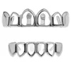 Gold Grillz Dişleri Set Yüksek Kaliteli Erkek Hip Hop Takı Sier Black Hollow Izgara